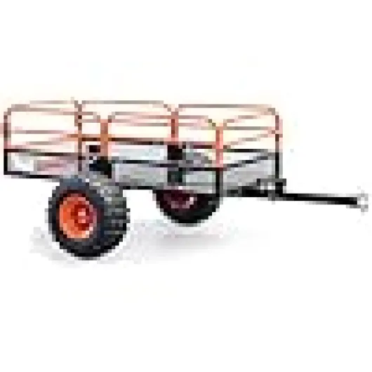 Remorque basculante – 2159 x 1219 x 762 mm – capacité 680 kg – avec Grille et Parois Amovibles – pour Tondeuse autoportée ATV Jardinage Transport