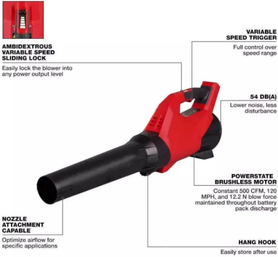 Souffleur de feuilles, M18 pour Milwaukee 3017-20 M18 Fuel 18 V sans fil Li-Ion à vitesse variable – Outil uniquement