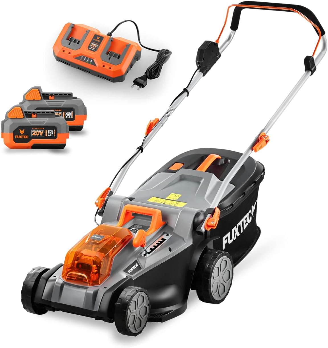 Tondeuse à Gazon sans Fil 40V (2x20V) E2RM43 Set Batteries et Chargeur - Largeur De Coupe 43cm, 40L, Hauteur De Coupe Variable, Tondeuse à Gazon Batterie, sans Fil 43 cm - 2 batteries + chargeur