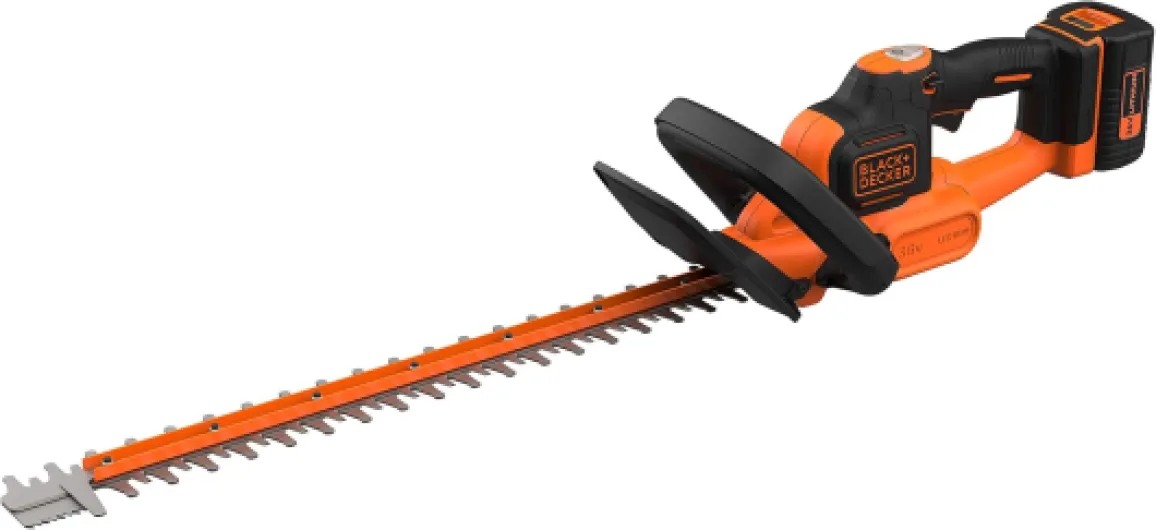 BLACK+DECKER Taille-Haies Electrique Sans Fil 36V 55 cm avec Batterie 2,5 Ah, Lame Asymétrique Double Action, Interrupteur, Poignée et Embout Lame de Scie, BCHTS3625L1-QW 1 batterie 36V 2,5Ah - Embout lame de scie Unique
