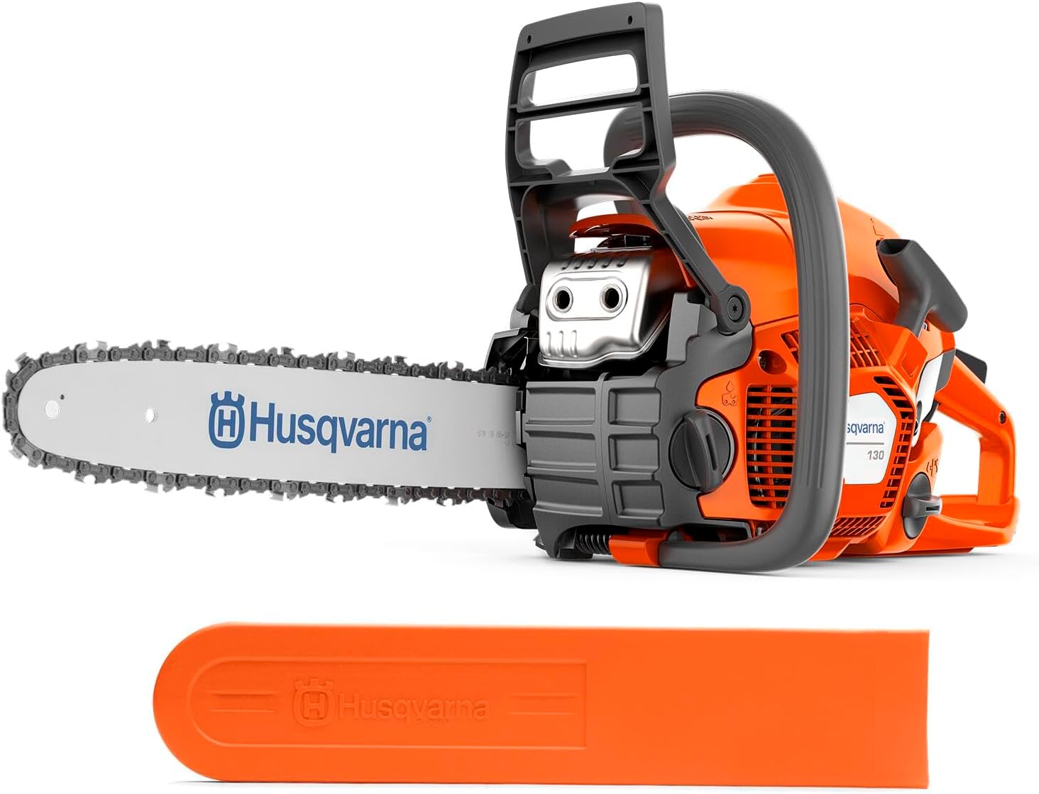 Husqvarna 130 : Tronçonneuse thermique 38cm³ X-Torq®, guide-chaîne 35cm, LowVib® - Idéale pour l’entretien du jardin et la coupe de bois de chauffage.