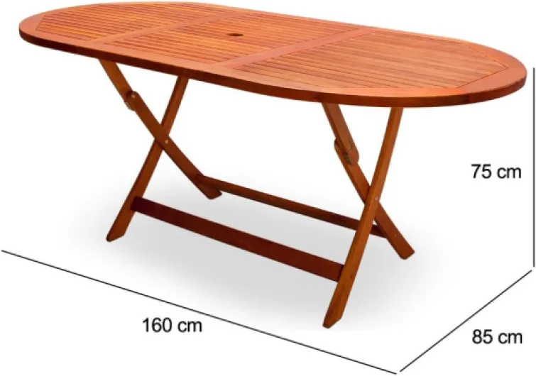 Table de Jardin Pliable 'Alabama' en Bois d'Acacia pré-huilé certifié FSC - Table Pliante terrasse Balcon