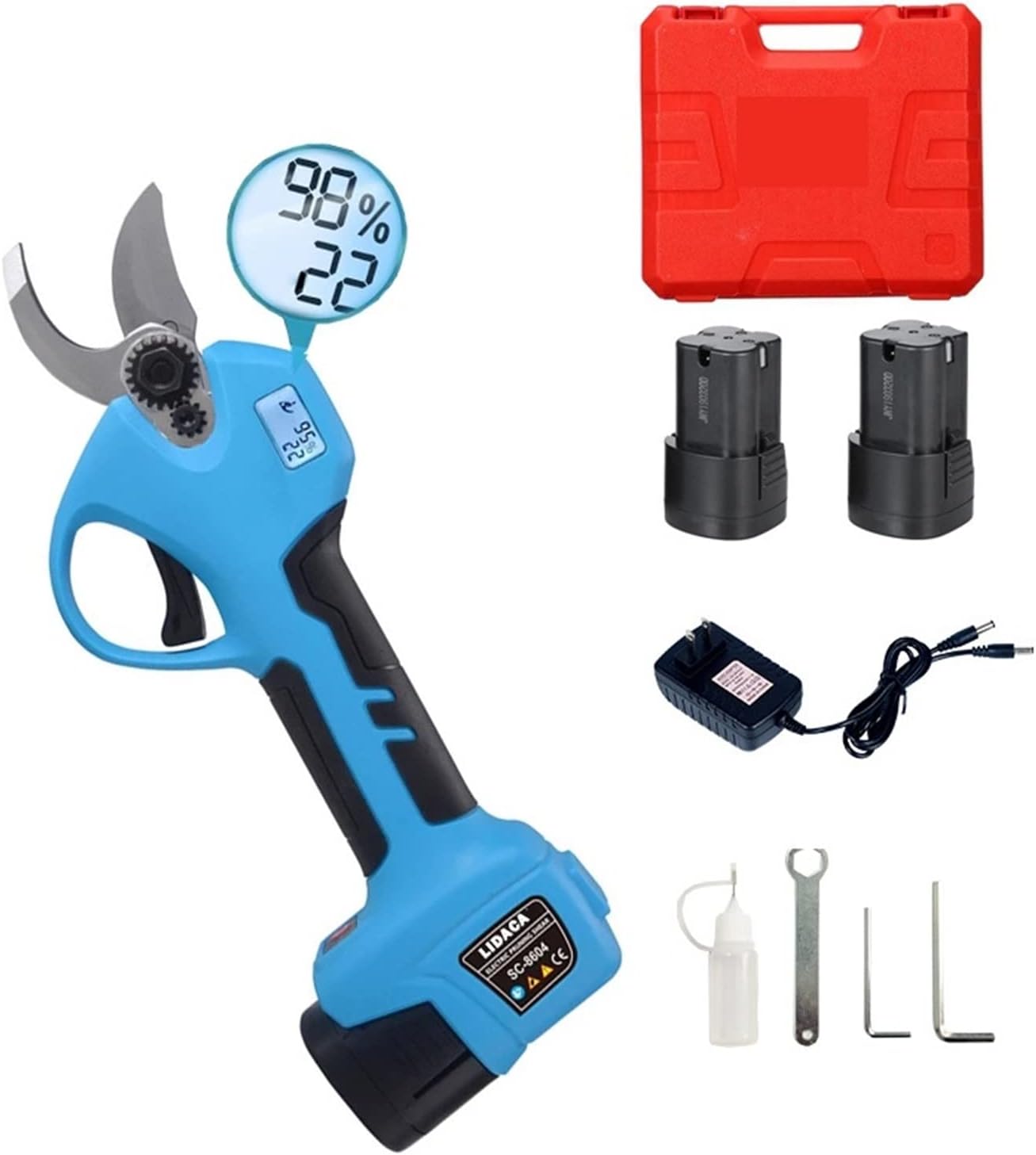 ZJFHEYUO Sécateur sans Fil 16,8 V, cisailles Lithium-ION, Ciseaux efficaces, bonsaï, Branches électriques, Outils de Jardinage électriques