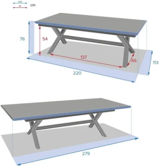 Table de Jardin Extensible Axiome Gris Foncé - 10 Places - Aluminium Traité Epoxy Antirouille - Meuble d'Extérieur à Rallonge Automatique