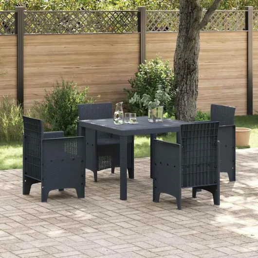 Table de Jardin Anthracite 100 x 100 x 73 cm polyrotin, Table de Jardin Moderne en Poly rotin Durable, rectangulaire, pour extérieur, mobilier de Salle à Manger résistant aux intempéries Anthracite 1 m