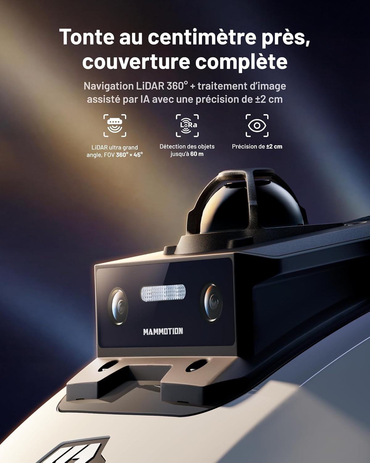 MAMMOTION YUKA Mini 2 800 LiDAR Robot Tondeuse sans Fil Périmétrique – Jusqu’à 800 m², Navigation 360° LiDAR + caméra avec Pilotage par IA, détection de Plus de 300 Obstacles, DropMow, pentes de 45% Blanc-YUKA mini 2 800 LiDAR