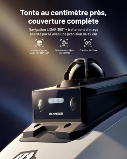 MAMMOTION YUKA Mini 2 800 LiDAR Robot Tondeuse sans Fil Périmétrique – Jusqu’à 800 m², Navigation 360° LiDAR + caméra avec Pilotage par IA, détection de Plus de 300 Obstacles, DropMow, pentes de 45% Blanc-YUKA mini 2 800 LiDAR