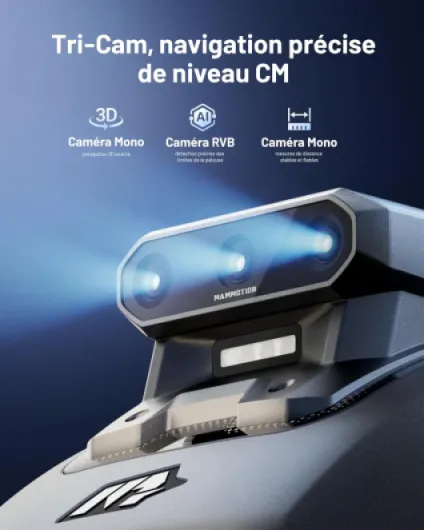 MAMMOTION YUKA Mini 2 500 Robot Tondeuse, jusqu'à 500m², Zéro Perte de Signal, sans RTK, AI Traitement d’Image à Trois Caméras Robot Tondeuse, Auto Cartographie Multi-Zones, DropMow Gris-YUKA mini 2 500