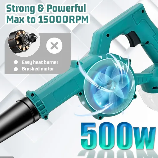 Souffleur à Feuilles sans Fil Professionnel avec 2 Batteries de 3000 mAh et Chargeur, Moteur à Brosse Puissant de 500 W, souffleur et aspirateur, Vitesse Variable jusqu'à 32 000 TR/Min pour Jardin B-2 x 3,0 Ah batterie & chargeur