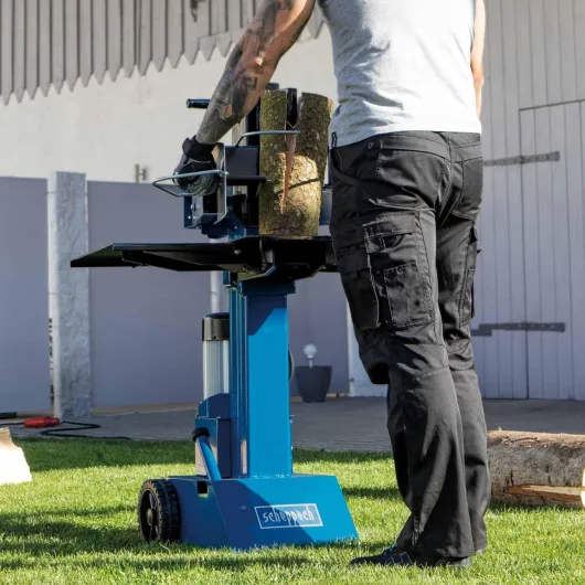 Fendeur à bûches vertical HL810 - 3000W / 230V - Fendeur de bois hydraulique - Bâti en acier - Puissance de fendage 8T - Course de 550mm (Solo + Accessoire, HL810, avec fendeuse manuelle) avec fendeuse manuelle HL810 Solo + Accessoire