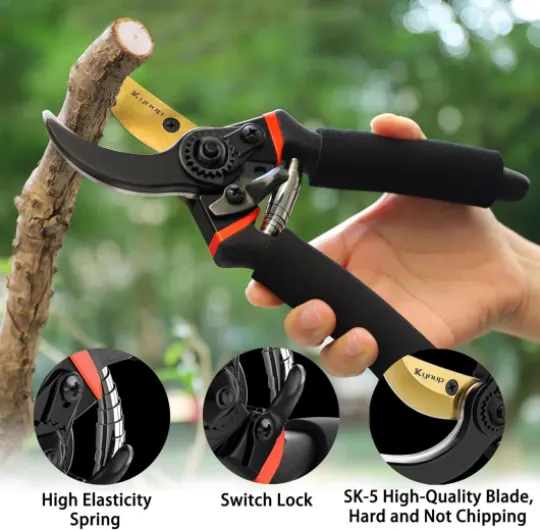Sécateur de Jardin, 3 Pièces Ciseaux Jardinage, Sécateur de Jardin professionnel kit avec gants de jardin, jardinage, coupe, outil de jardin 3 Sécateur+Gants