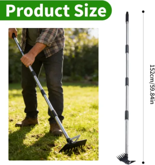 Désherbeur Long Manche: 1 Pièces Arrache Mauvaise Herbe 2 en 1, Outil De Désherbage Manuel 152cm Noir, pour Jardin, Pelouse, Cour, Allée, Utilisateurs Adultes