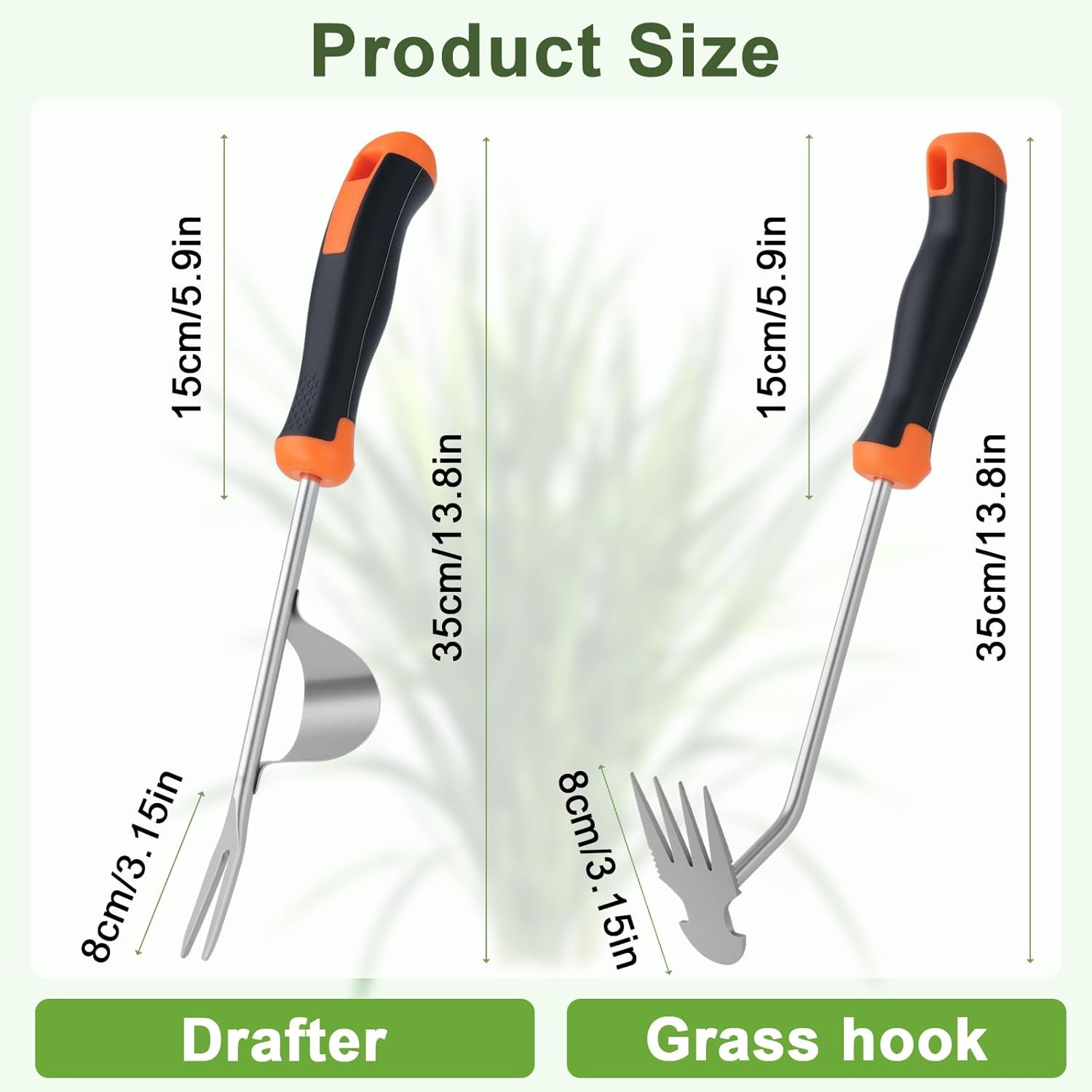 2 Pièces Désherbeur Manuel, Outil de Désherbage à 4 Dents en Acier Inoxydable, Sarcloir Griffe en V avec Manche Ergonomique Antidérapant pour Jardin, Terrasse, Désherbage, Aération du Sol et Binage