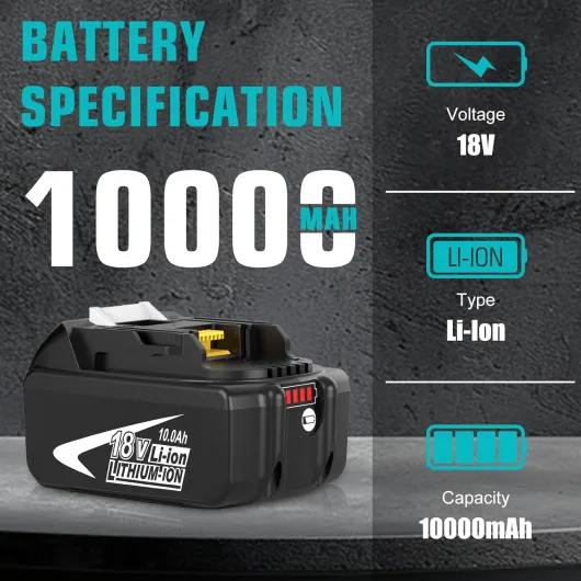 Pack de 4 Batteries 10.0Ah de Rechange pour Makita Batterie 18V BL1860B BL1850B BL1840B Compatible Charge DC18RC DC18RD-Outils sans Fil LXT DHP485 DTD154 DHS68 -Haute Autonomie pour Chantier/Jardin Blanc-Noir