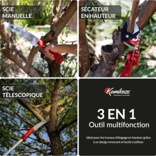 Test Kamikaze Kit d’Élagage 3 en 1 6 m : pratique pour bosser sans échelle, mais pas parfait