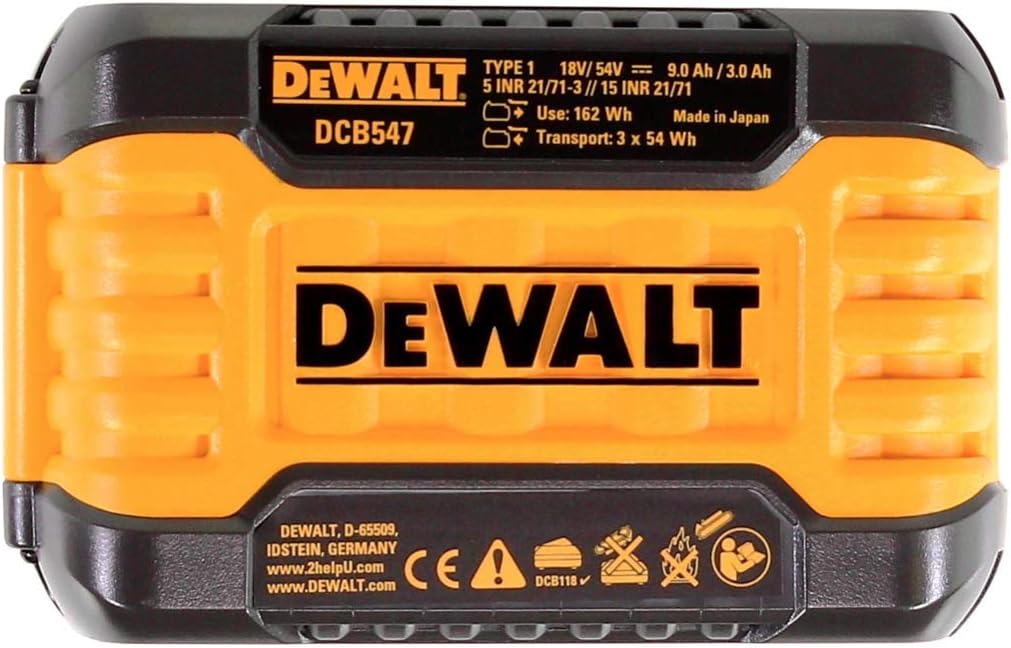 XR FLEXVOLT Lot de 2 batteries DCB547 de 18/54 V et 9 Ah et chargeur rapide DCB118 de 18 V Jaune Simple