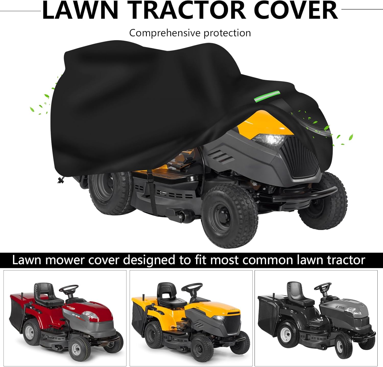 Housse tondeuse autoportée, Bâche de Protection tracteur de pelouse ,Housse en tissu Oxford 600D pour tracteurs de jardin autoportés, imperméable et résistante aux UV (183*137*117CM)