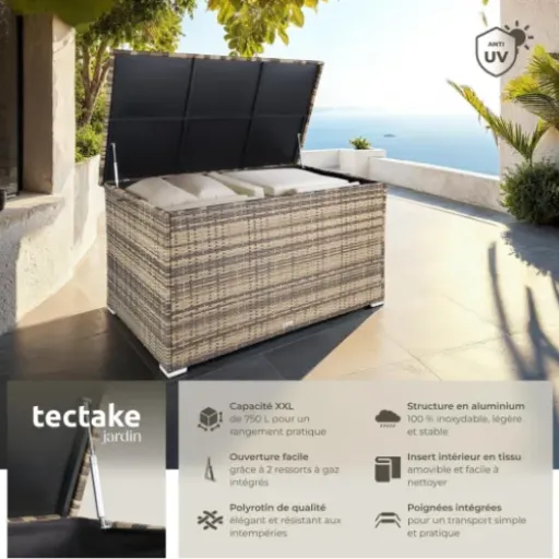 Test tectake Coffre de jardin 750 L : gros volume, montage un peu long mais ça fait le job