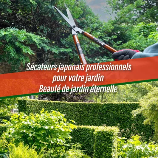 SUIZAN Cisaille à haies 575mm - Sécateur de jardin professionnel japonais à deux mains pour une taille précise 195mm Blade Hedge Shears