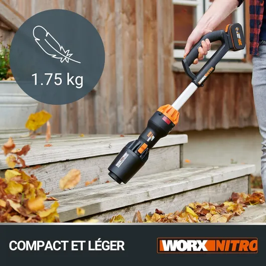 NITRO Souffleur Électrique Batterie Souffleur Feuilles Mortes sans Fil 18V (20V MAX) WG543E.1, PowerShare, 2 Vitesses, 209 m³/h, Contrôle d'air Variable