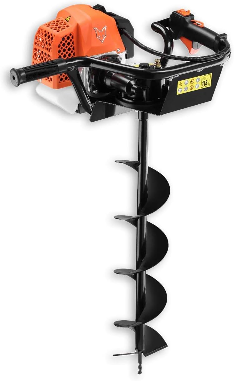 Tarière thermique FUXTEC FX-EB162 – 3 mèches 80 cm (Ø100/150/200 mm), Easy Starter, cadre acier, allumage sans contact – idéal poteaux, fondations, horticulture & sylviculture 62cm3 - 3,5cv - 2,6kW