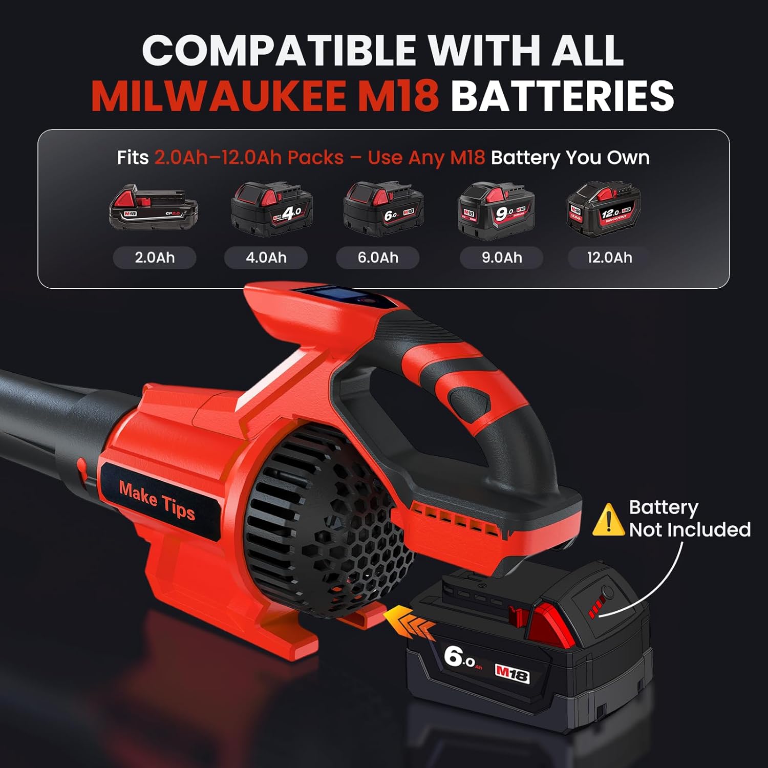 Souffleur de feuilles sans fil pour batterie Milwaukee M18 (outil uniquement) – Puissant moteur sans balais offrant jusqu'à 715 CFM et 240 km/h, contrôle d'affichage LED à 3 vitesses, design léger