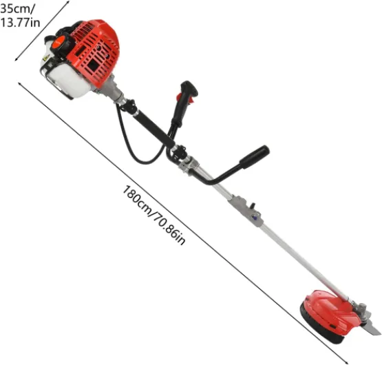Débroussailleuse à essence 52 cc 2 temps, tige droite avec système anti-vibration, sangle de transport + accessoires pour coupe de jardin et entretien du paysage (2 en 1)