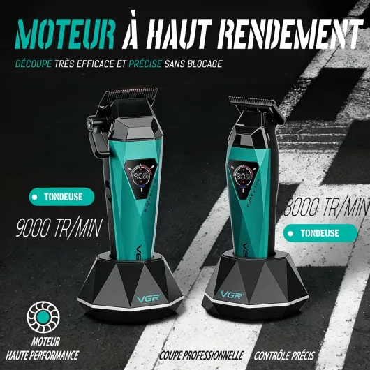877S3 Set de Tondeuse Cheveux Hommes Professionnel, Rasoir Sans Fil Revêtu de Titane,Tondeuse Finition Set avec Moteur 8000/9000 Tr/Min, Kit Coiffure Homme avec Station de Charge, Écran LED, Vert