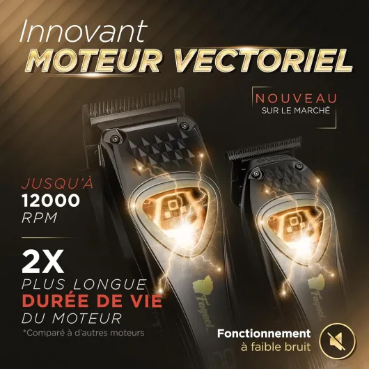 Tondeuse Cheveux Hommes Professionnel avec Lames DLC & Moteur Vector à Haut Couple et 12000 tr/min, Tondeuse Precision Homme Sans Fil Moteur Sans Balais, Tondeuses Cheveux Professionnelle Barbe