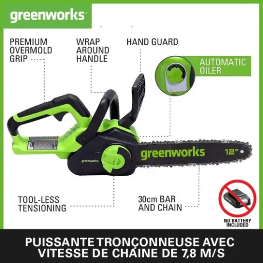Test Greenworks GD24CS30 : une petite tronçonneuse batterie pratique mais pas sans défauts