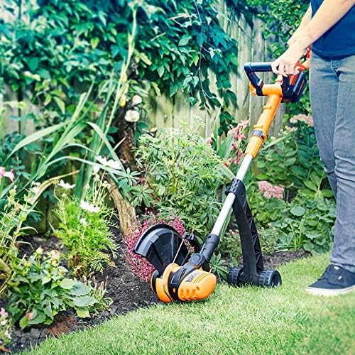 Débroussailleuse sans Fil 24 V 25 cm, Tondeuse de Jardin à Piles, avec Batterie et Chargeur CLGT2425S-01 Orange Avec roue de support et manche télescopique
