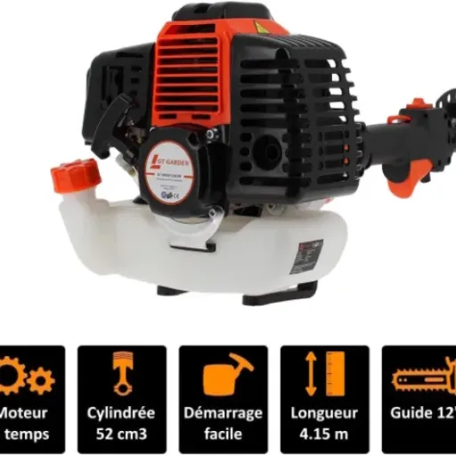 Test GT Garden Élagueuse thermique 52 cm3 : la perche pas chère qui envoie mais qui pèse