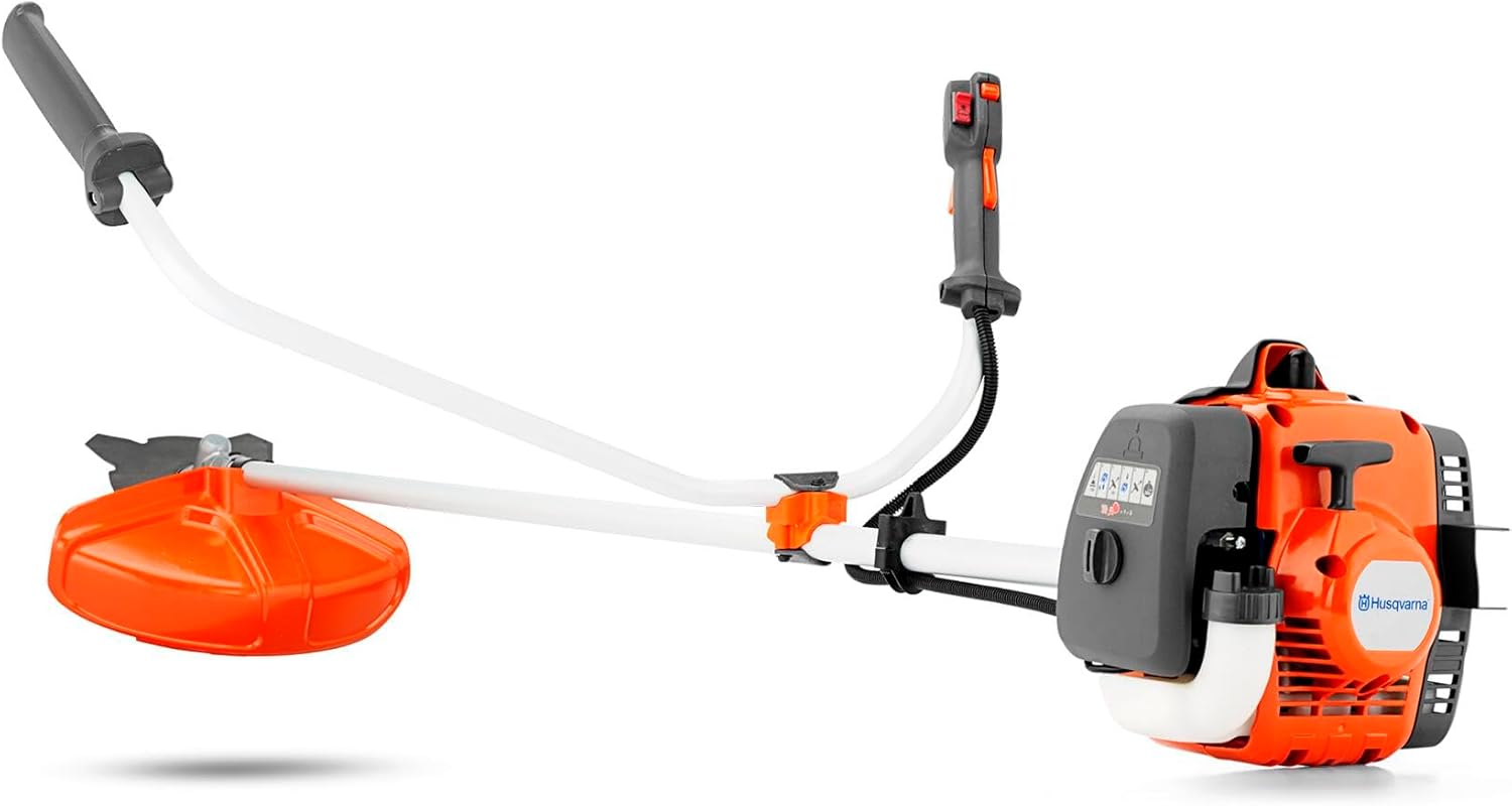 Husqvarna 122R : Débroussailleuse Thermique 21,7cm³, Largeur de Coupe 43cm, tête Tap’n Go, Smart Start®, livrée avec Harnais.