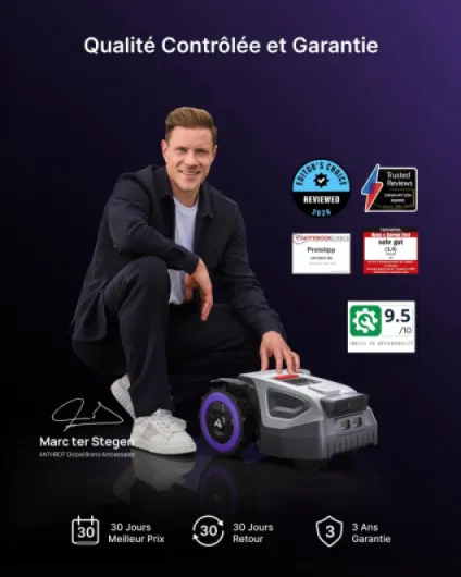 ANTHBOT Robot Tondeuse M5, 500-700㎡，150㎡/h, NetRTK + 4G, Cartographie Automatique, Double Vision IA, Gestion Multi-Zones, APP Control, 3-7CM Réglage de la Hauteur de Coupe